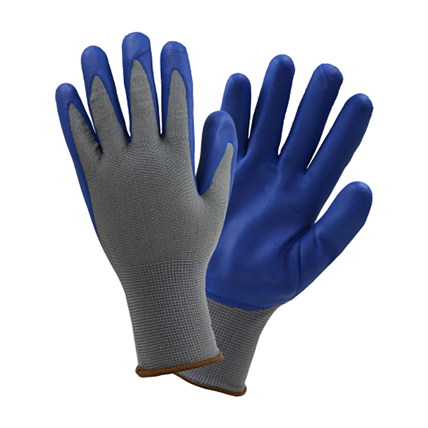 SEAMLESS KNIT POLYESTER GLOVE WITH NITRILE COATED FOAM GRIP ON PALM & FINGERS