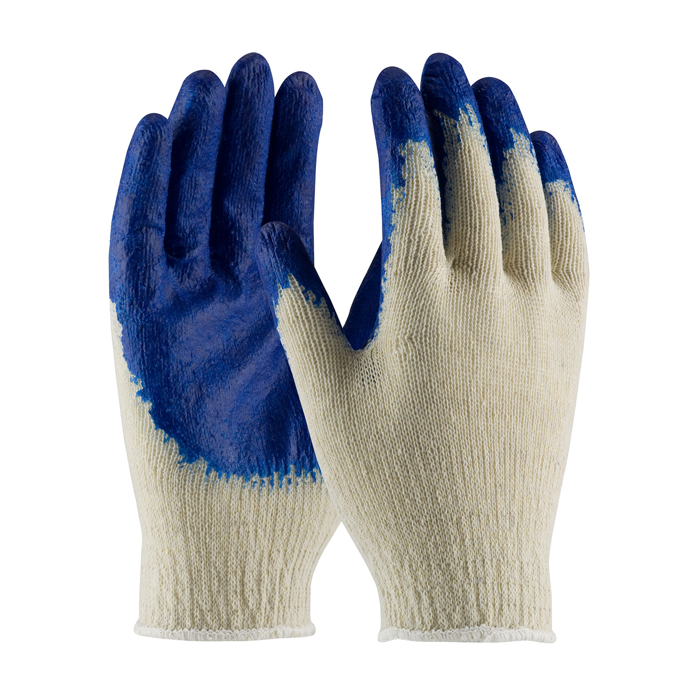 SEAMLESS KNIT COTTON / POLYESTER GLOVE WITH LATEX COATED SMOOTH GRIP ON PALM & FINGERS - ECONOMY GRADE