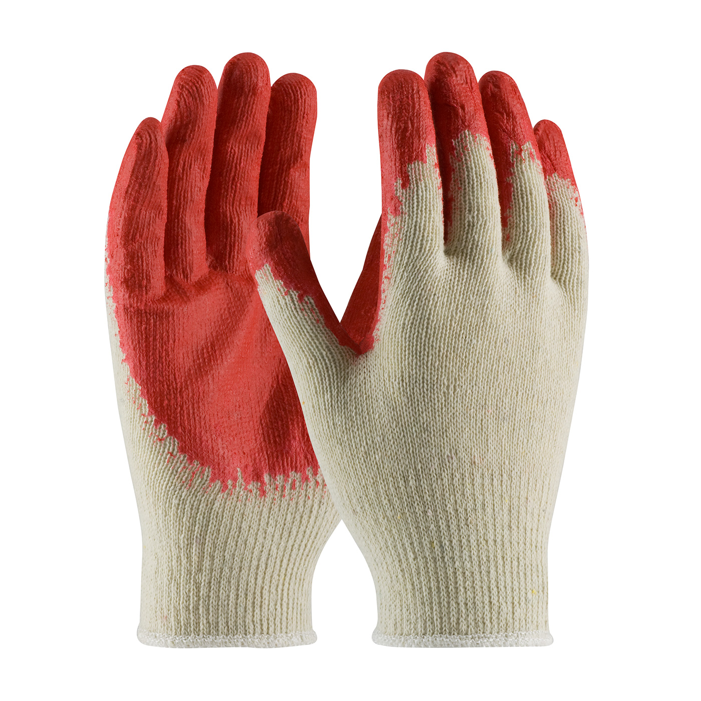 SEAMLESS KNIT COTTON / POLYESTER GLOVE WITH LATEX COATED SMOOTH GRIP ON PALM & FINGERS - ECONOMY GRADE