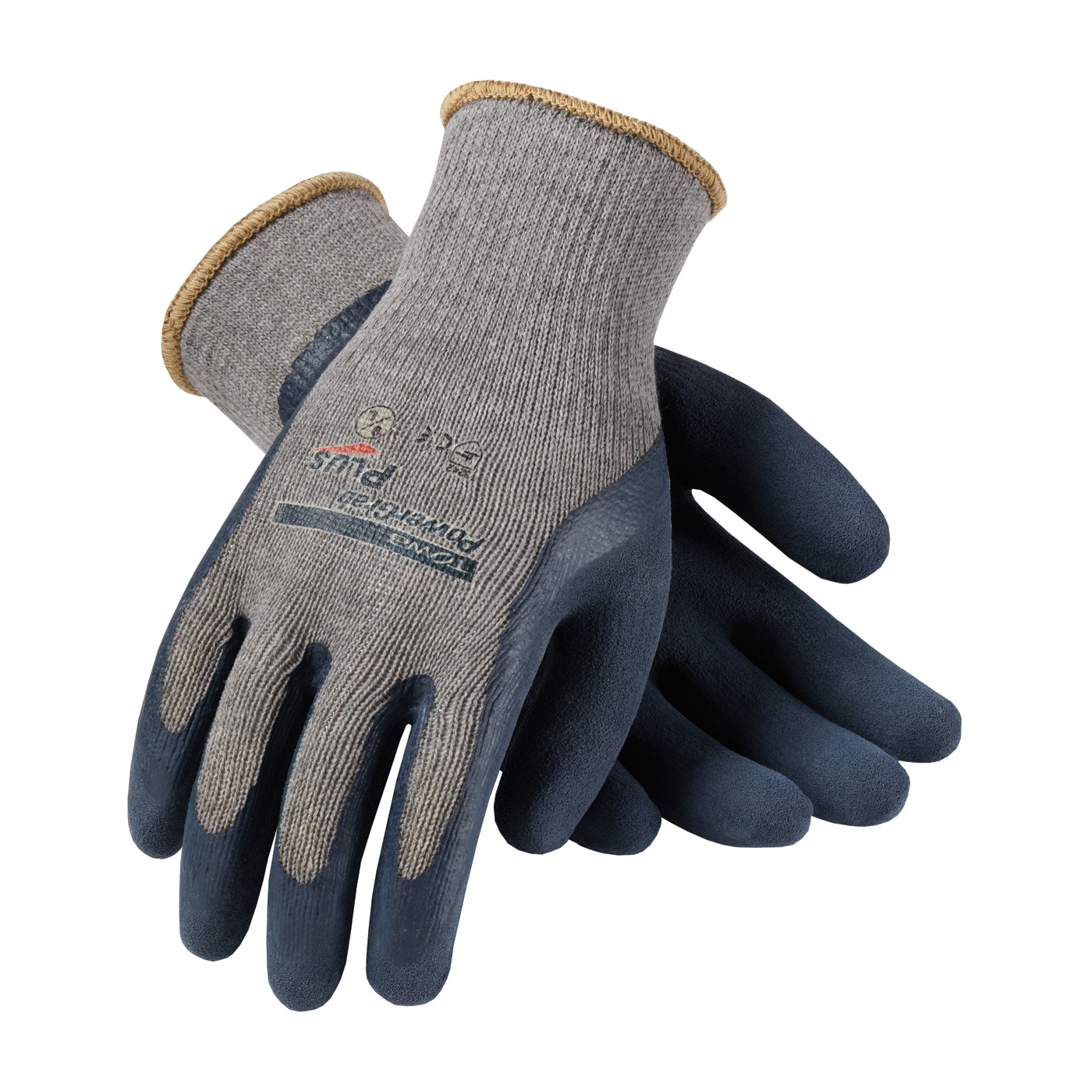 SEAMLESS KNIT COTTON / POLYESTER GLOVE WITH LATEX COATED MICROFINISH GRIP ON PALM & FINGERS