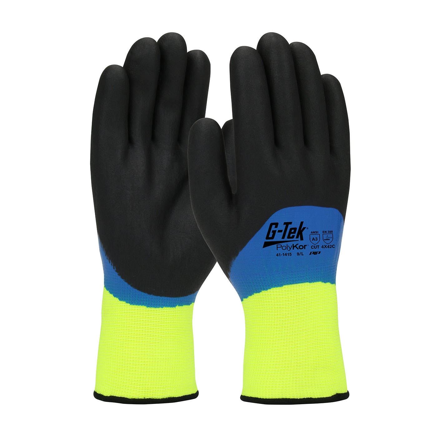 SEAMLESS KNIT POLYKOR® BLEND GLOVE WITH ACRYLIC LINER AND DOUBLE-DIPPED NITRILE FOAM GRIP ON FULL HAND