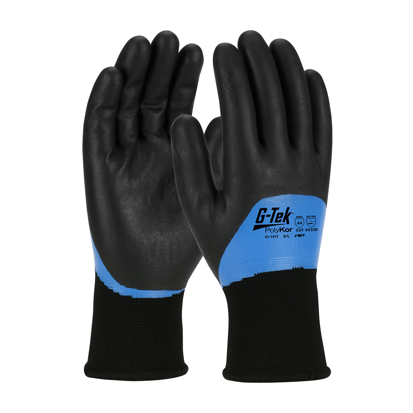 SEAMLESS KNIT POLYKOR® BLEND GLOVE WITH ACRYLIC LINER AND DOUBLE-DIPPED NITRILE FOAM GRIP ON FULL HAND