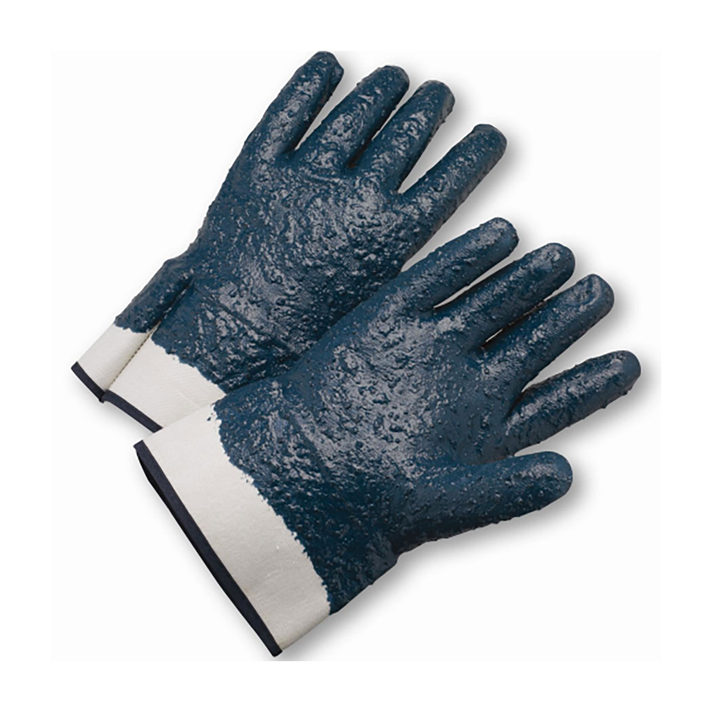 NITRILE DIPPED GLOVE WITH JERSEY LINER AND ROUGH GRIP ON FULL HAND - SAFETY CUFF
