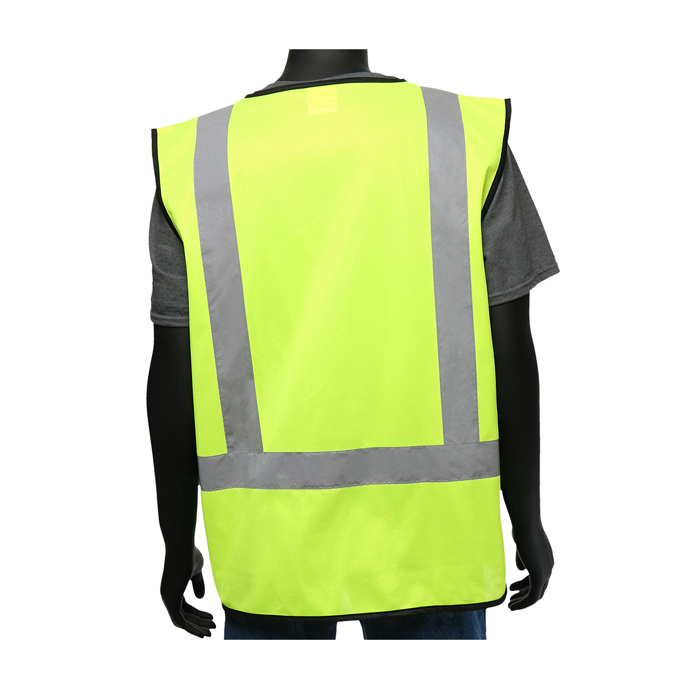 ANSI TYPE R CLASS 2 FIVE POCKET SOLID VEST WITH BLACK BOTTOM FRONT