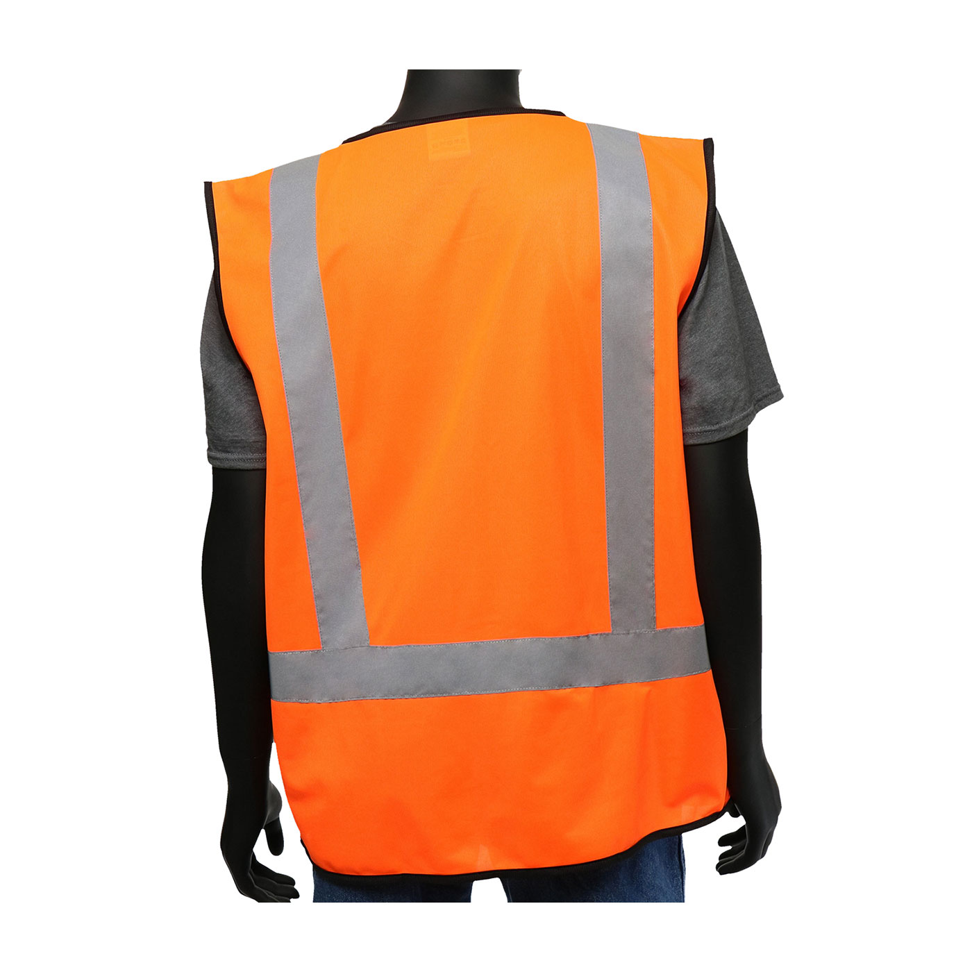 ANSI TYPE R CLASS 2 FIVE POCKET SOLID VEST WITH BLACK BOTTOM FRONT