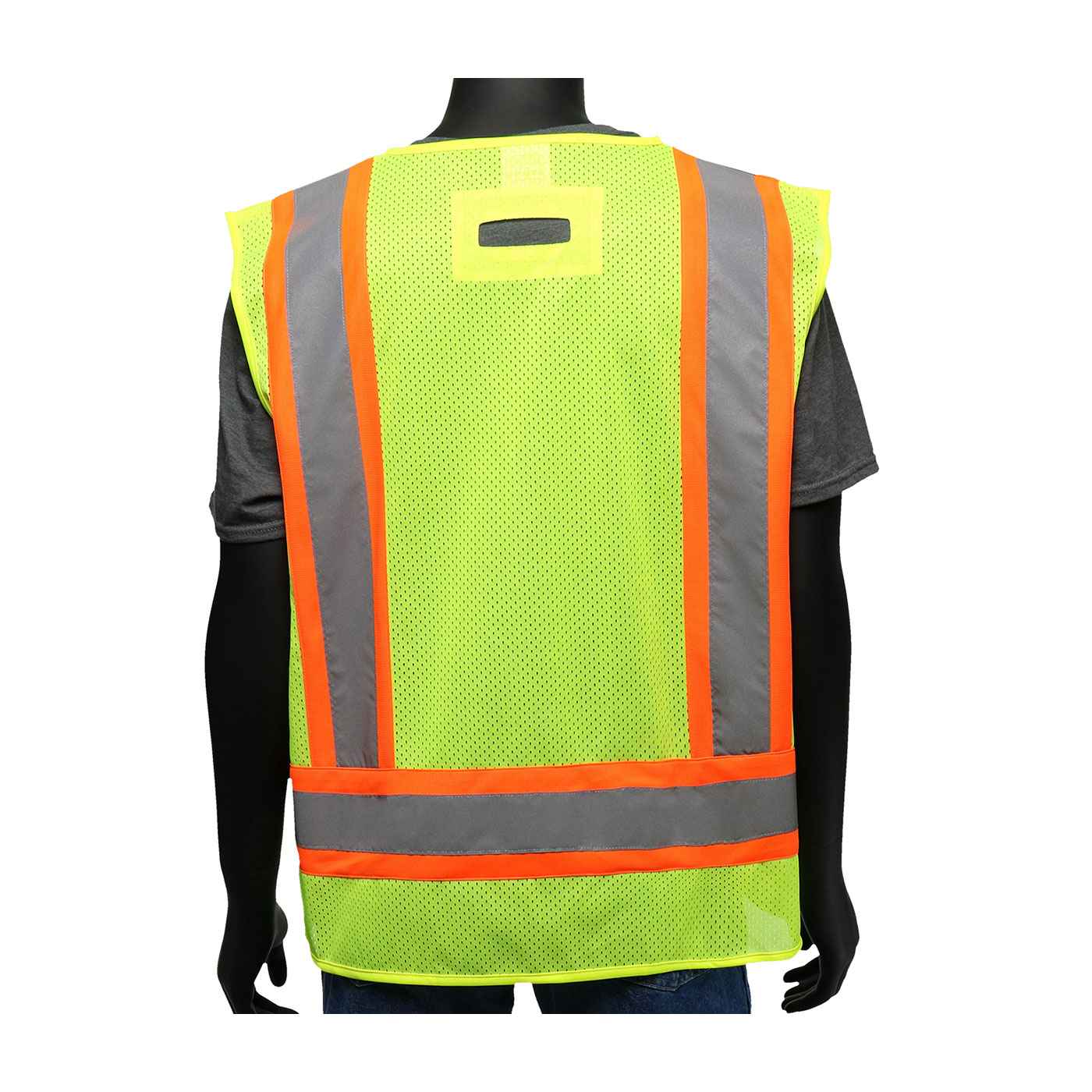 ANSI TYPE R CLASS 2 TWO-TONE MESH VEST WITH SOLID FRONT, MESH BACK AND "D" RING ACCESS