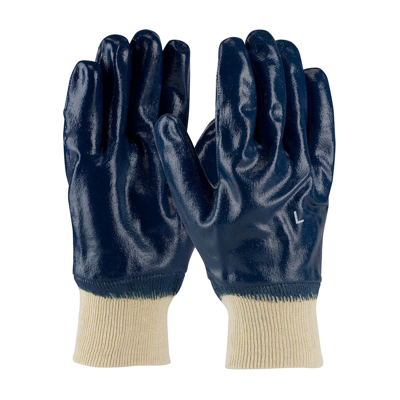 NITRILE DIPPED GLOVE WITH JERSEY LINER AND SMOOTH FINISH ON FULL HAND - KNIT WRIST