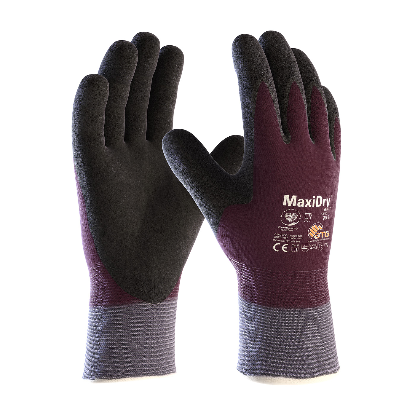 SEAMLESS KNIT ATG NYLON GLOVE WITH THERMAL LINING AND DOUBLE-DIPPED NITRILE MICROFOAM GRIP ON FULL HAND