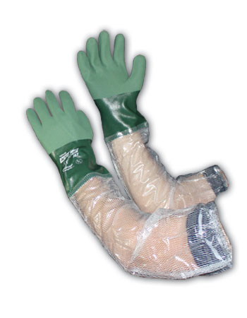NITRILE COATED GLOVE WITH COTTON LINER AND MICROFINISH GRIP - 25" CLEAR PVC ARM