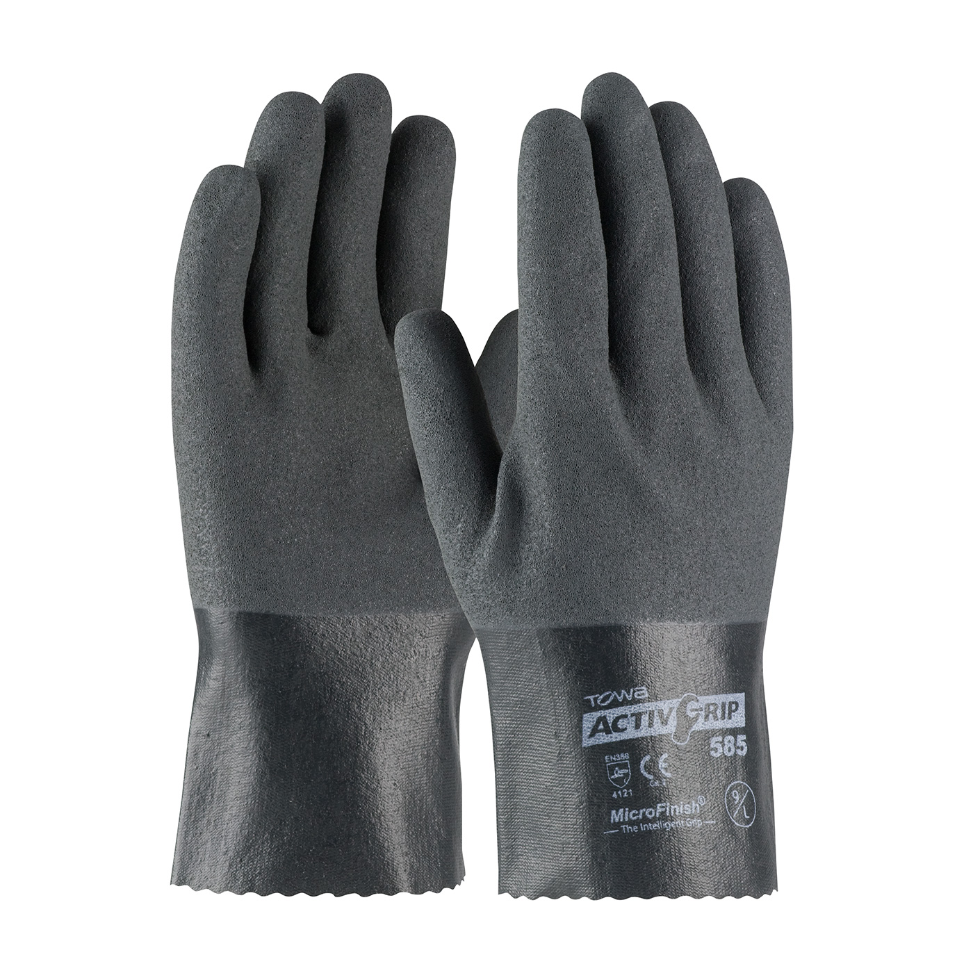 NITRILE COATED GLOVE WITH COTTON LINER AND MICROFINISH GRIP - 10"