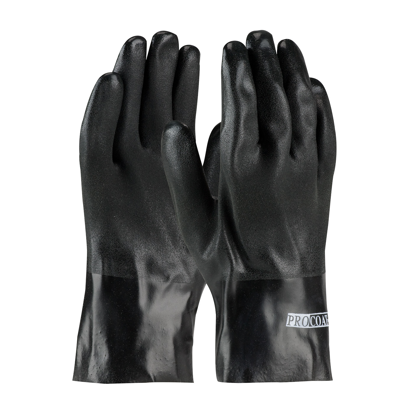 PVC DIPPED GLOVE WITH INTERLOCK LINER AND SANDY FINISH - 10"