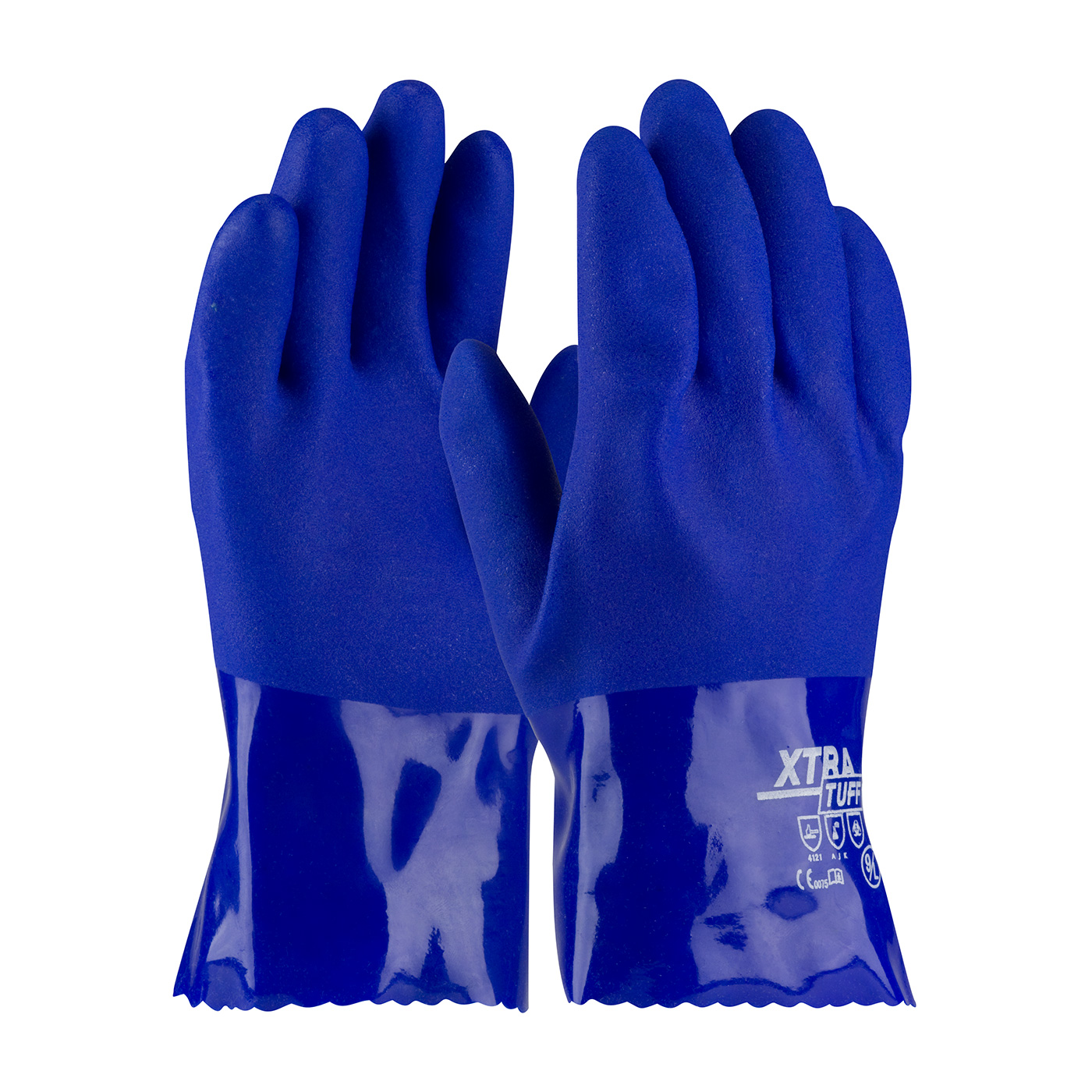 OIL RESISTANT PVC GLOVE WITH SEAMLESS LINER AND ROUGH COATING - 10"
