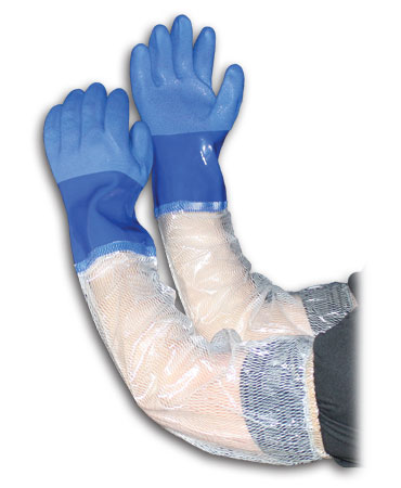 OIL RESISTANT PVC GLOVE WITH SEAMLESS LINER AND ROUGH COATING - 25" EXTENDED PVC SLEEVE