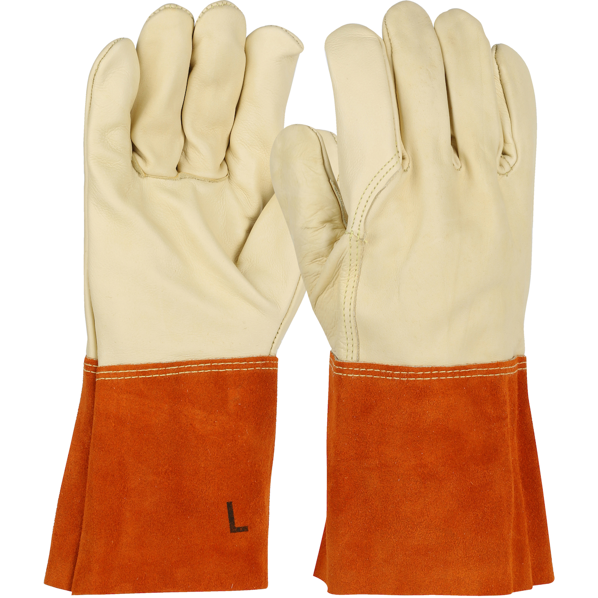 IRONCAT® TOP GRAIN COWHIDE LEATHER MIG TIG WELDER`S GLOVE WITH ARAMID STITCHING - SPLIT LEATHER GAUNTLET CUFF