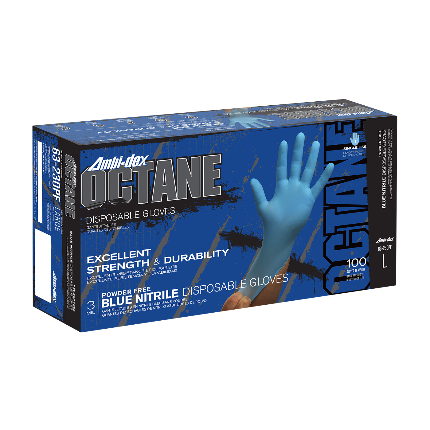 DISPOSABLE NITRILE GLOVE, POWDER FREE WITH TEXTURED GRIP - 3 MIL