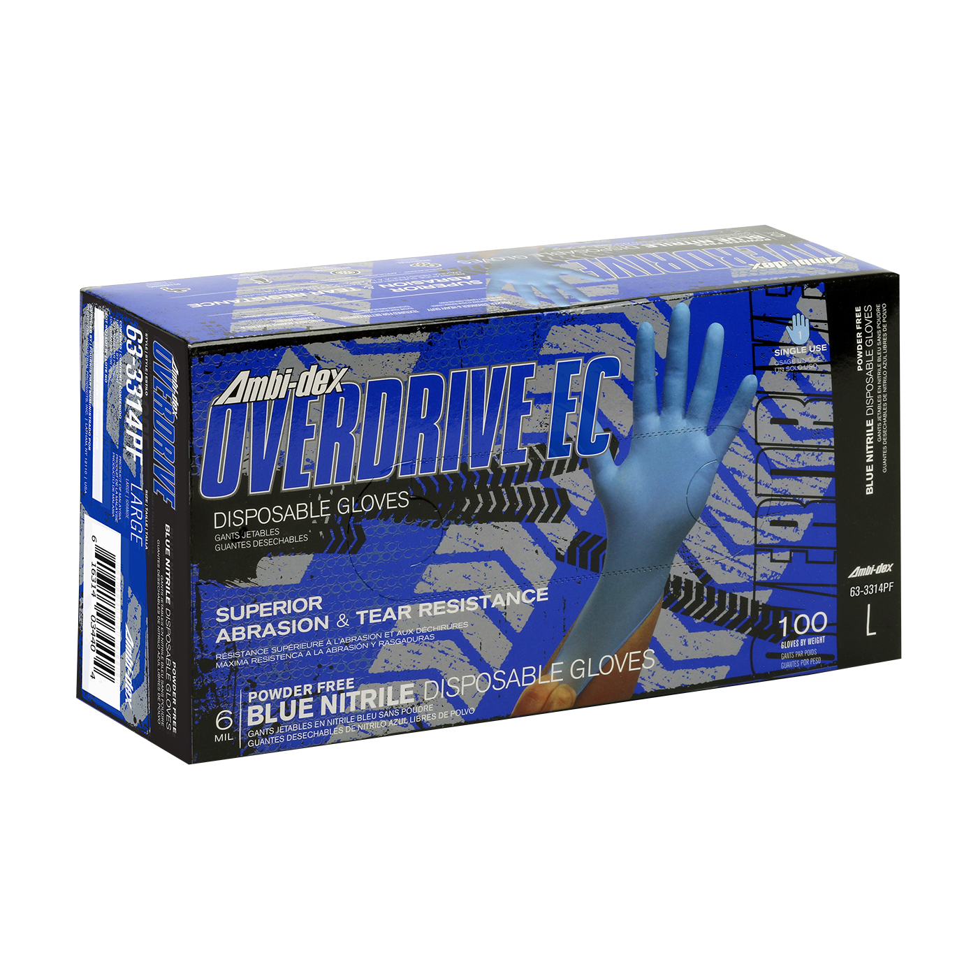 DISPOSABLE NITRILE GLOVE, POWDER FREE WITH TEXTURED GRIP AND EXTENDED CUFF - 6 MIL