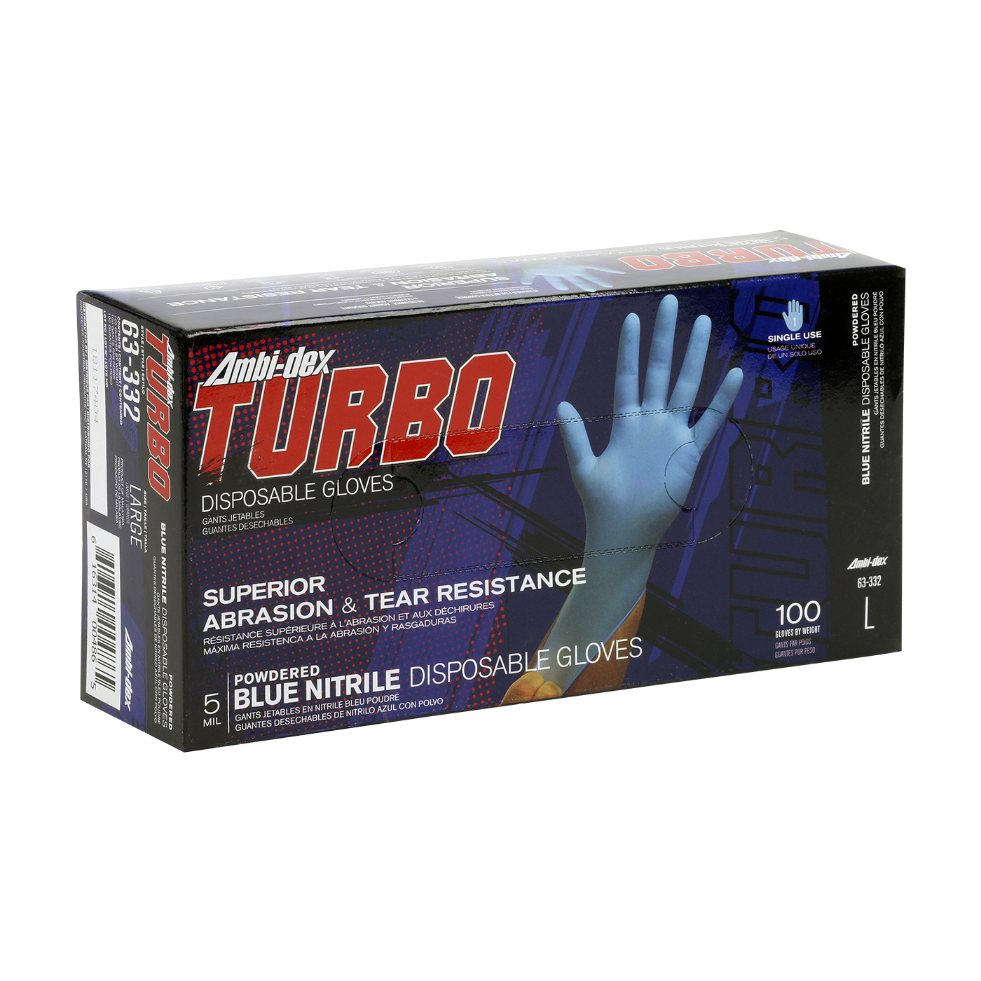 DISPOSABLE NITRILE GLOVE, POWDERED WITH TEXTURED GRIP - 5 MIL