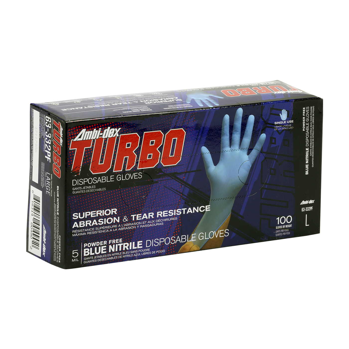 DISPOSABLE NITRILE GLOVE, POWDER FREE WITH TEXTURED GRIP - 5 MIL