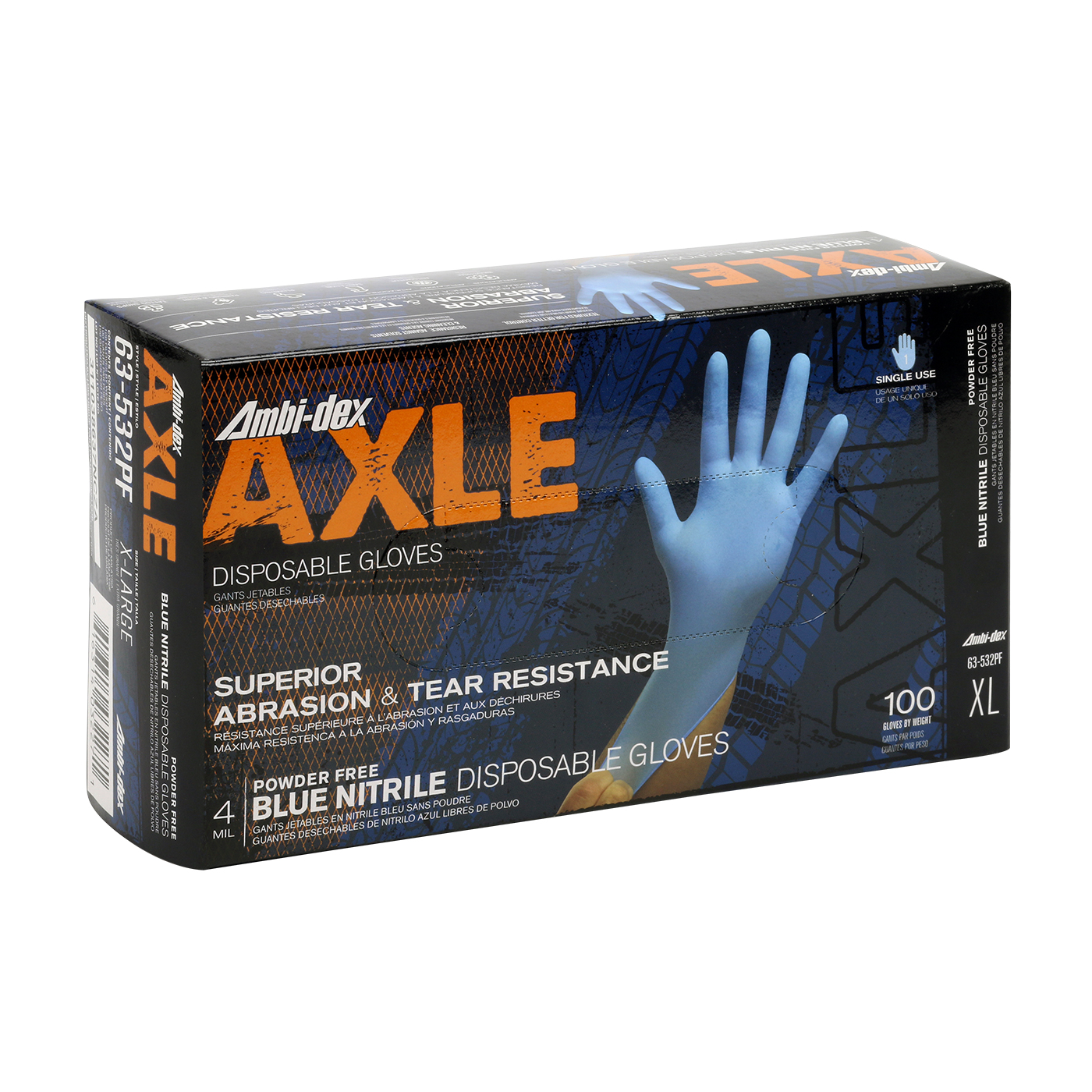 DISPOSABLE NITRILE GLOVE, POWDER FREE WITH TEXTURED GRIP - 4 MIL