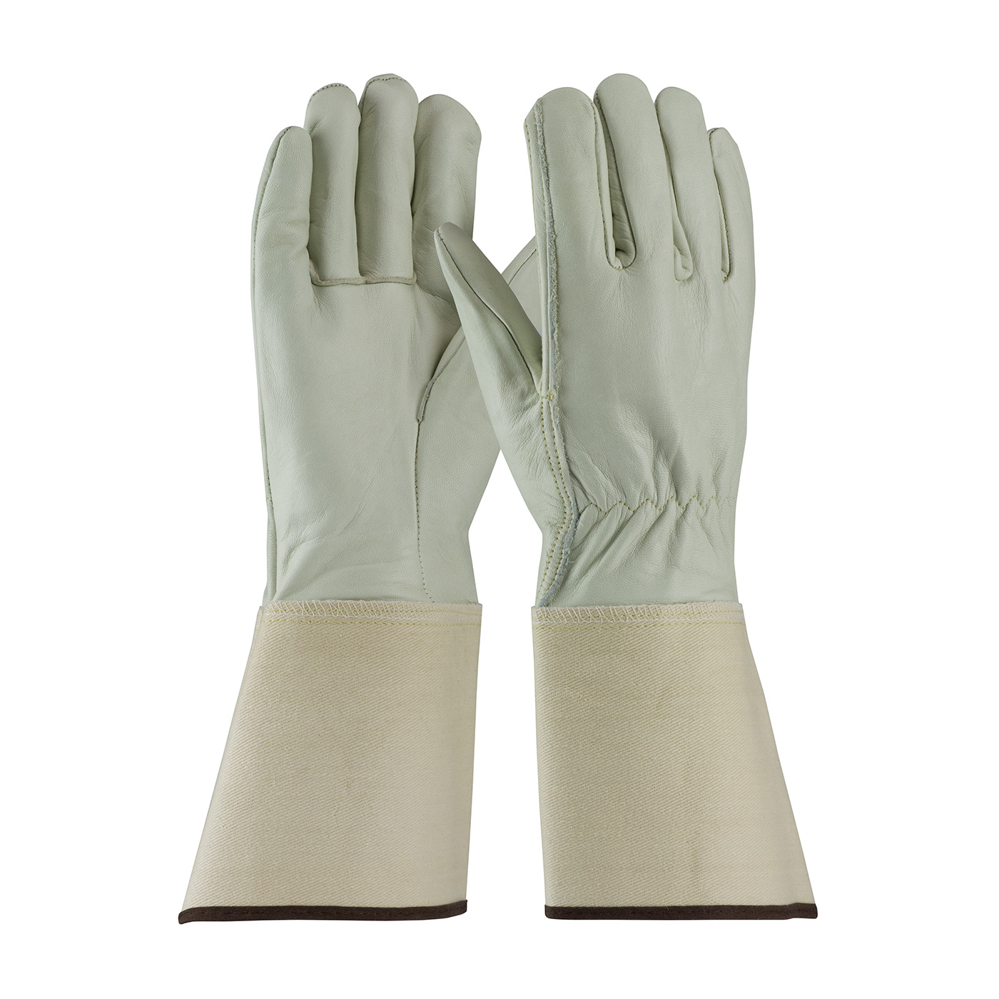 SUPERIOR GRADE TOP GRAIN COWHIDE LEATHER DRIVERS GLOVE WITH PLASTICIZED GAUNTLET CUFF - STRAIGHT THUMB