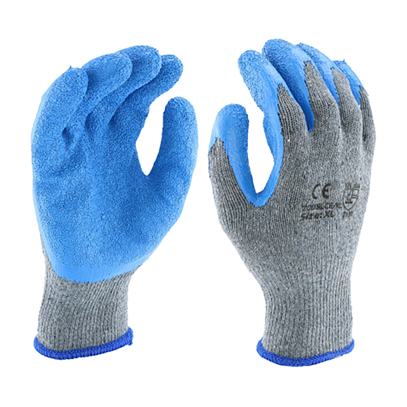 SEAMLESS KNIT POLYESTER GLOVE WITH LATEX COATED CRINKLE GRIP ON PALM & FINGERS - REGULAR GRADE