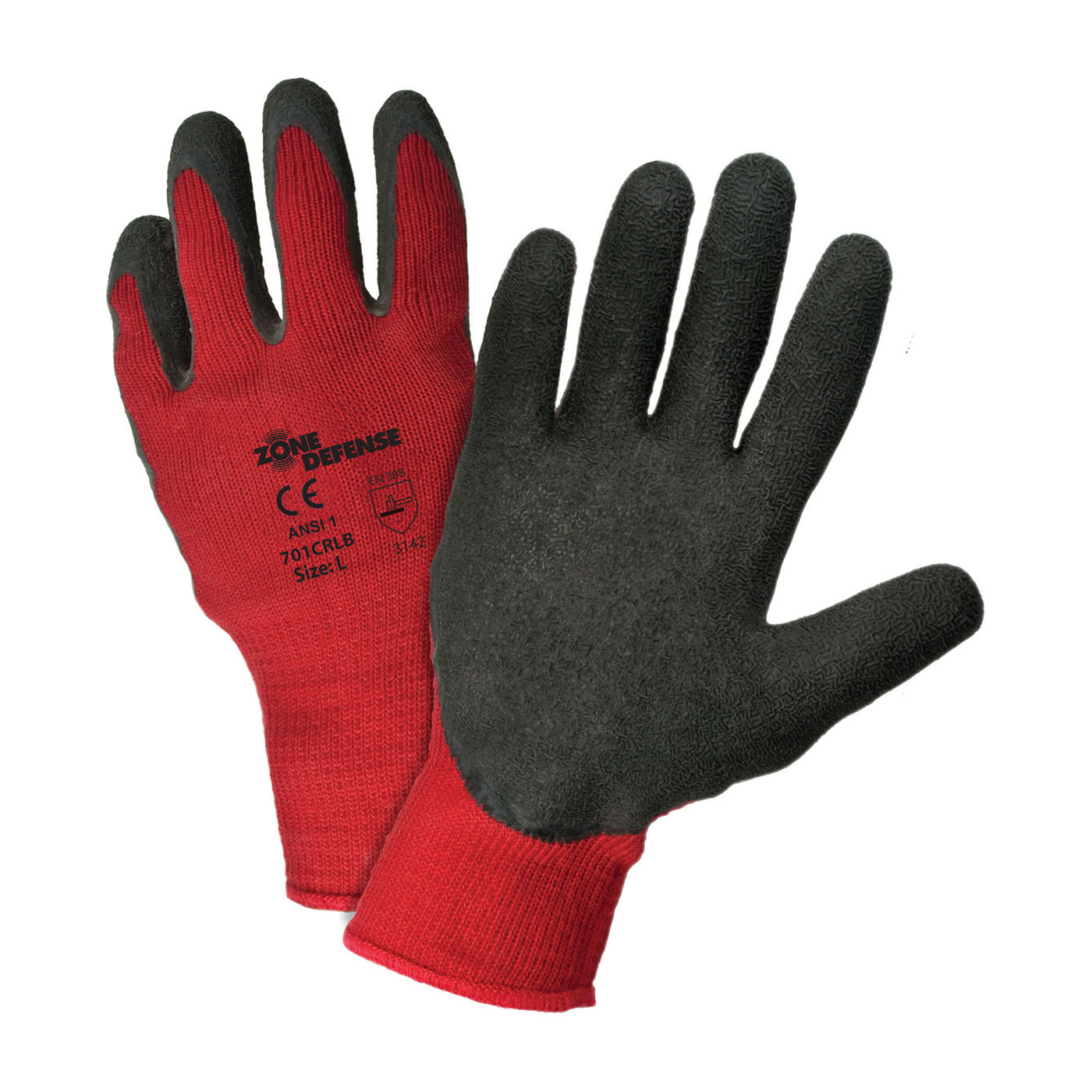 SEAMLESS KNIT COTTON / POLYESTER GLOVE WITH LATEX COATED CRINKLE GRIP ON PALM & FINGERS