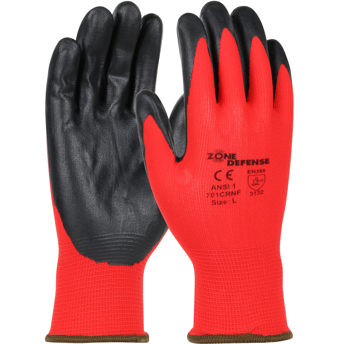 SEAMLESS KNIT NYLON GLOVE WITH NITRILE COATED FOAM GRIP ON PALM & FINGERS