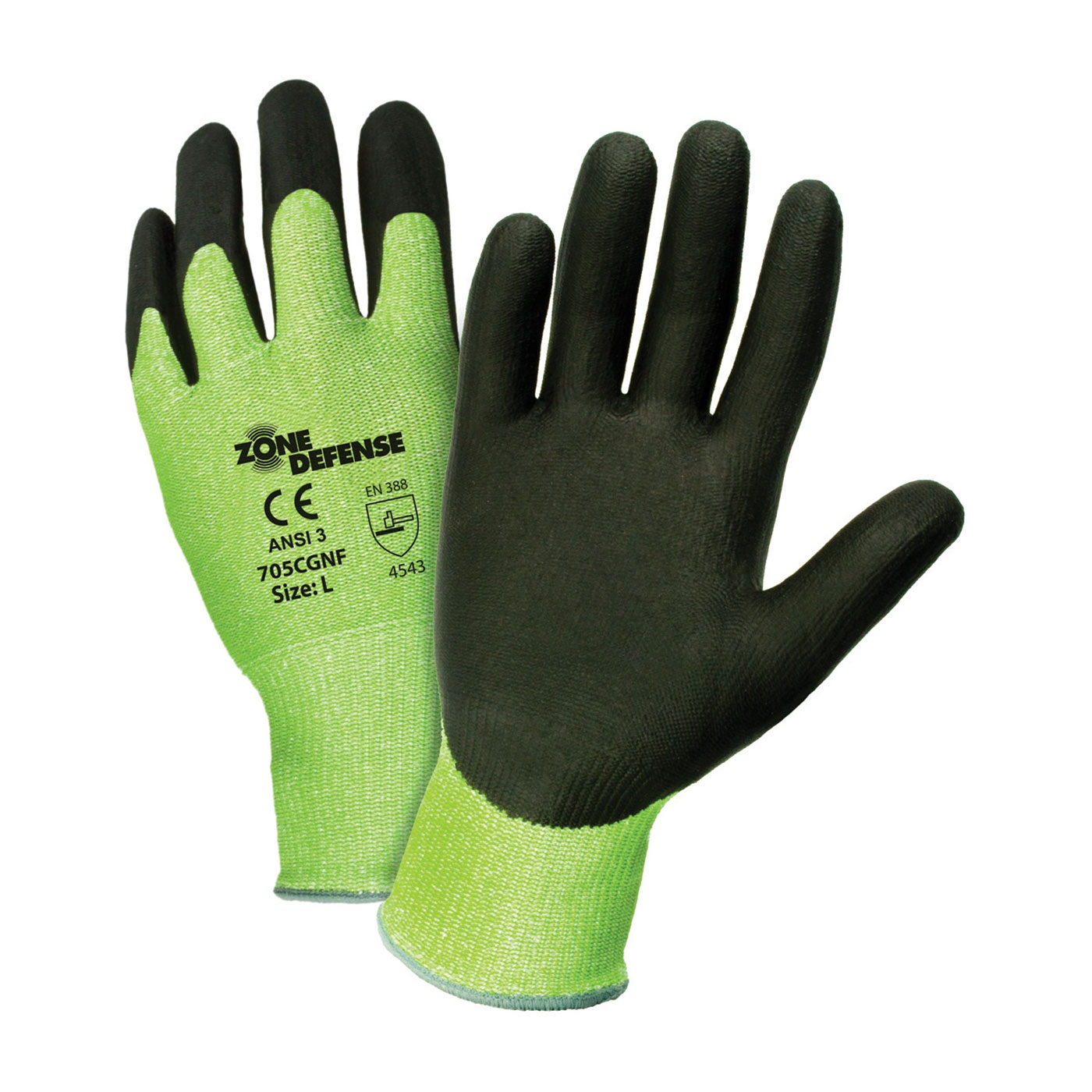 HI-VIS SEAMLESS KNIT HPPE BLENDED GLOVE WITH NITRILE FOAM COATED GRIP ON PALM & FINGERS