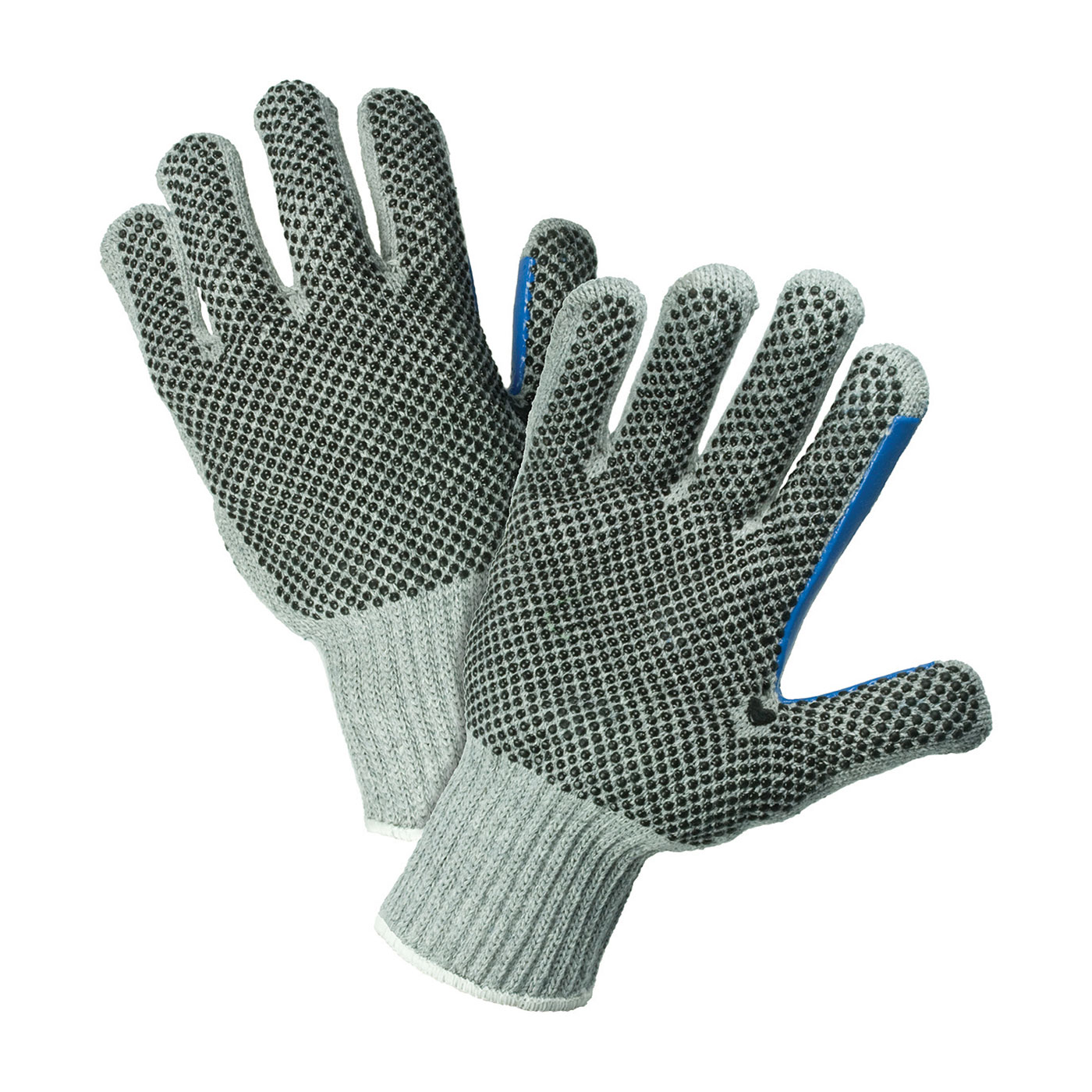 HEAVY WEIGHT SEAMLESS KNIT COTTON/POLYESTER GLOVE WITH PVC DOTTED GRIP - DOUBLE-SIDED W/ EXTENDED THUMB CROTCH