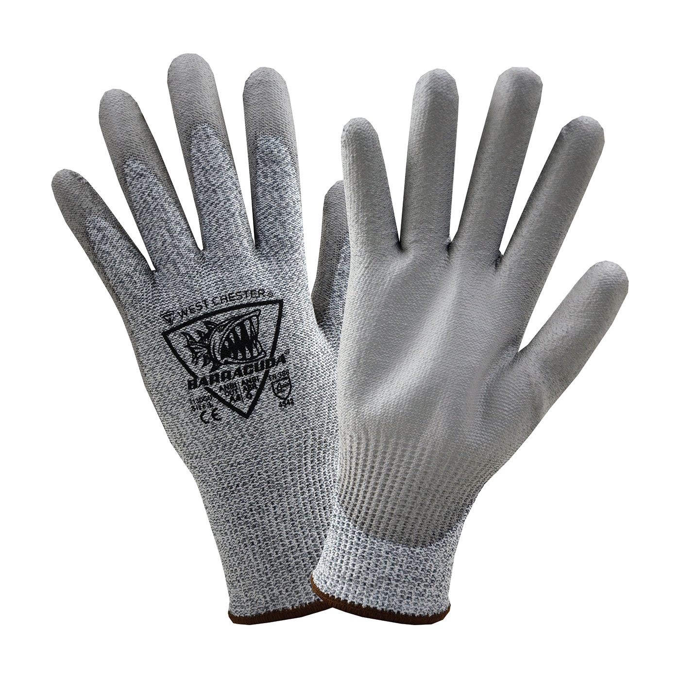 SEAMLESS KNIT HPPE BLENDED GLOVE WITH POLYURETHANE COATED FLAT GRIP ON PALM & FINGERS