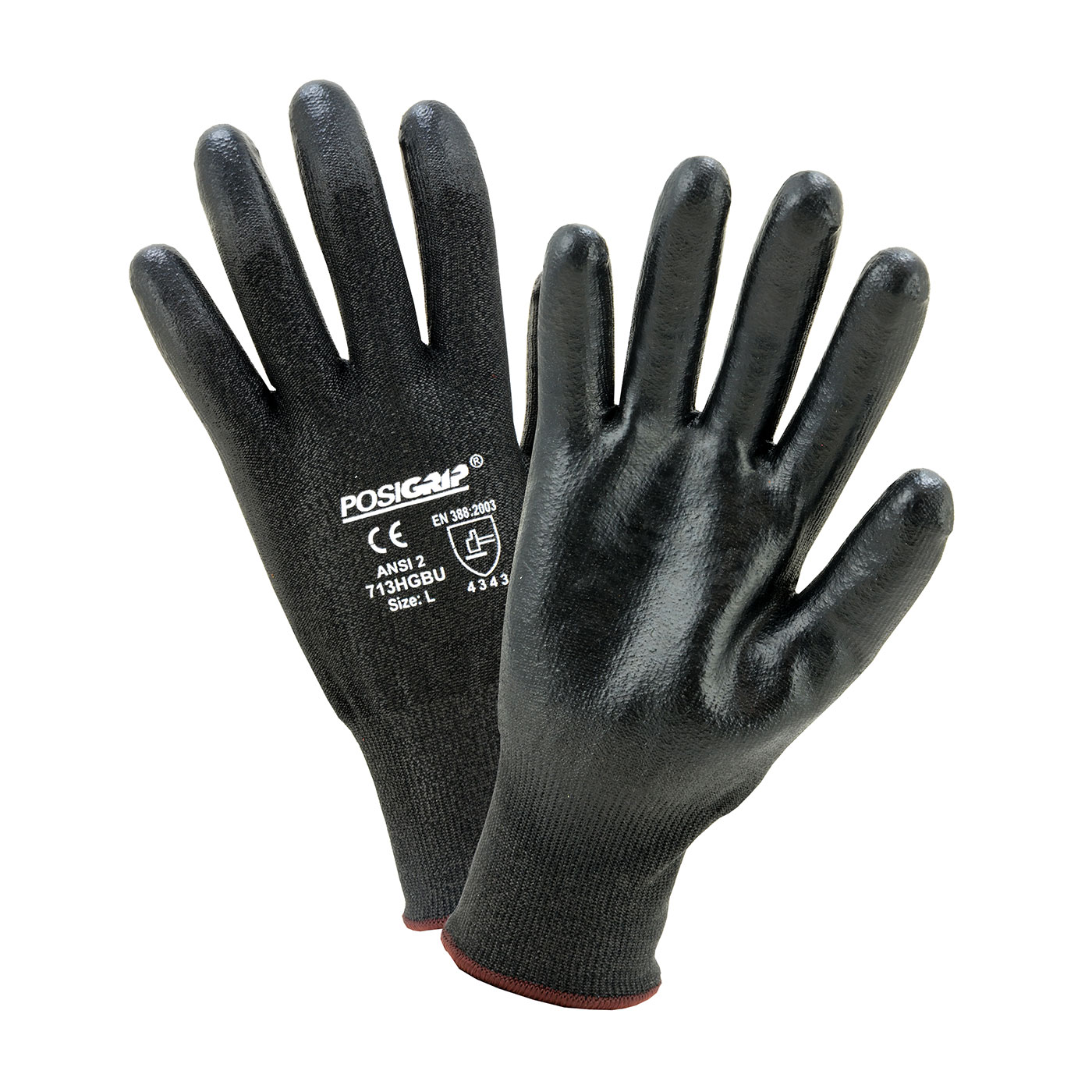 SEAMLESS KNIT HPPE BLENDED GLOVE WITH POLYURETHANE COATED FLAT GRIP ON PALM & FINGERS