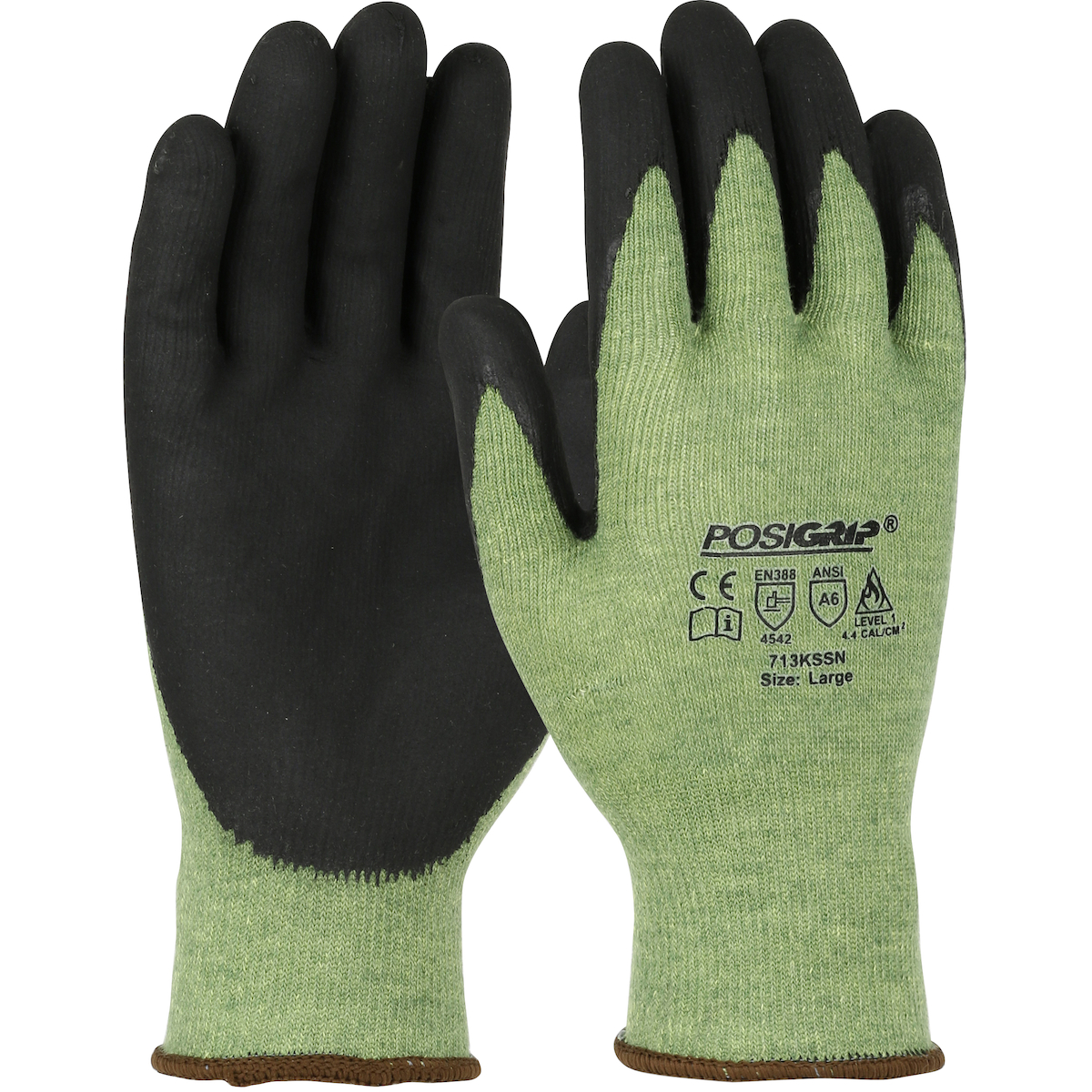 SEAMLESS KNIT ARAMID BLENDED GLOVE WITH NITRILE FOAM COATED GRIP ON PALM & FINGERS