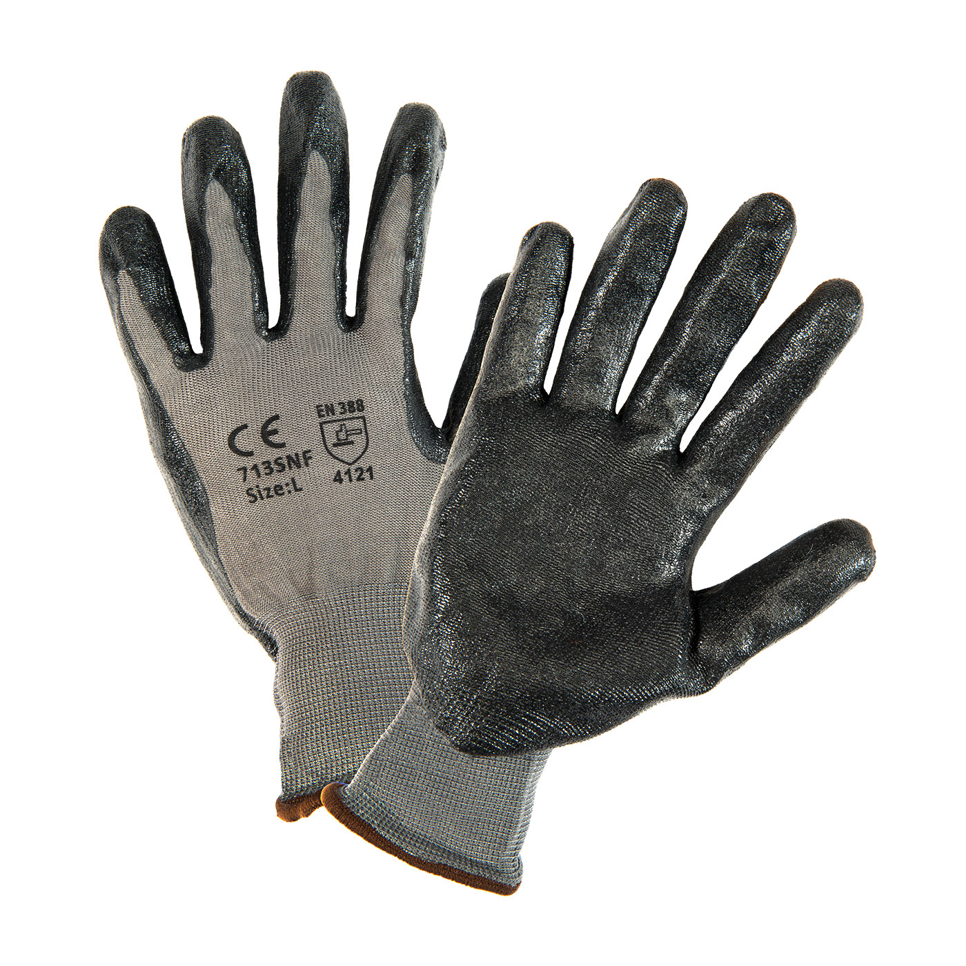 SEAMLESS KNIT POLYESTER GLOVE WITH NITRILE COATED FOAM GRIP ON PALM & FINGERS