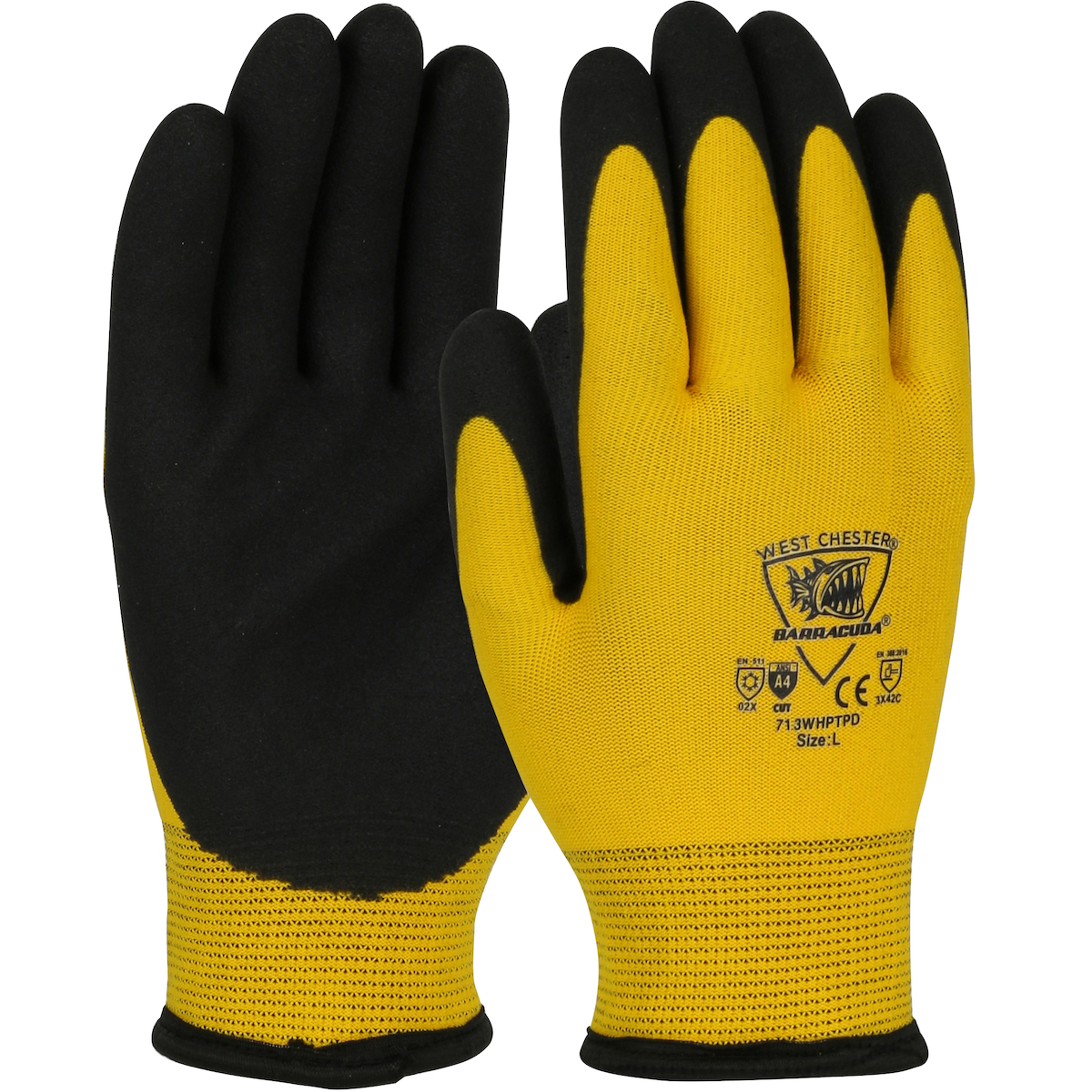 SEAMLESS KNIT HPPE/NYLON GLOVE WITH ACRYLIC LINING AND PVC FOAM GRIP ON PALM & FINGERS