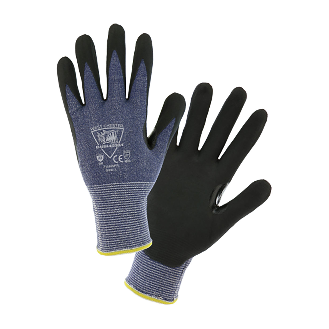 SEAMLESS KNIT HPPE BLENDED GLOVE WITH NITRILE COATED FOAM GRIP ON PALM & FINGERS