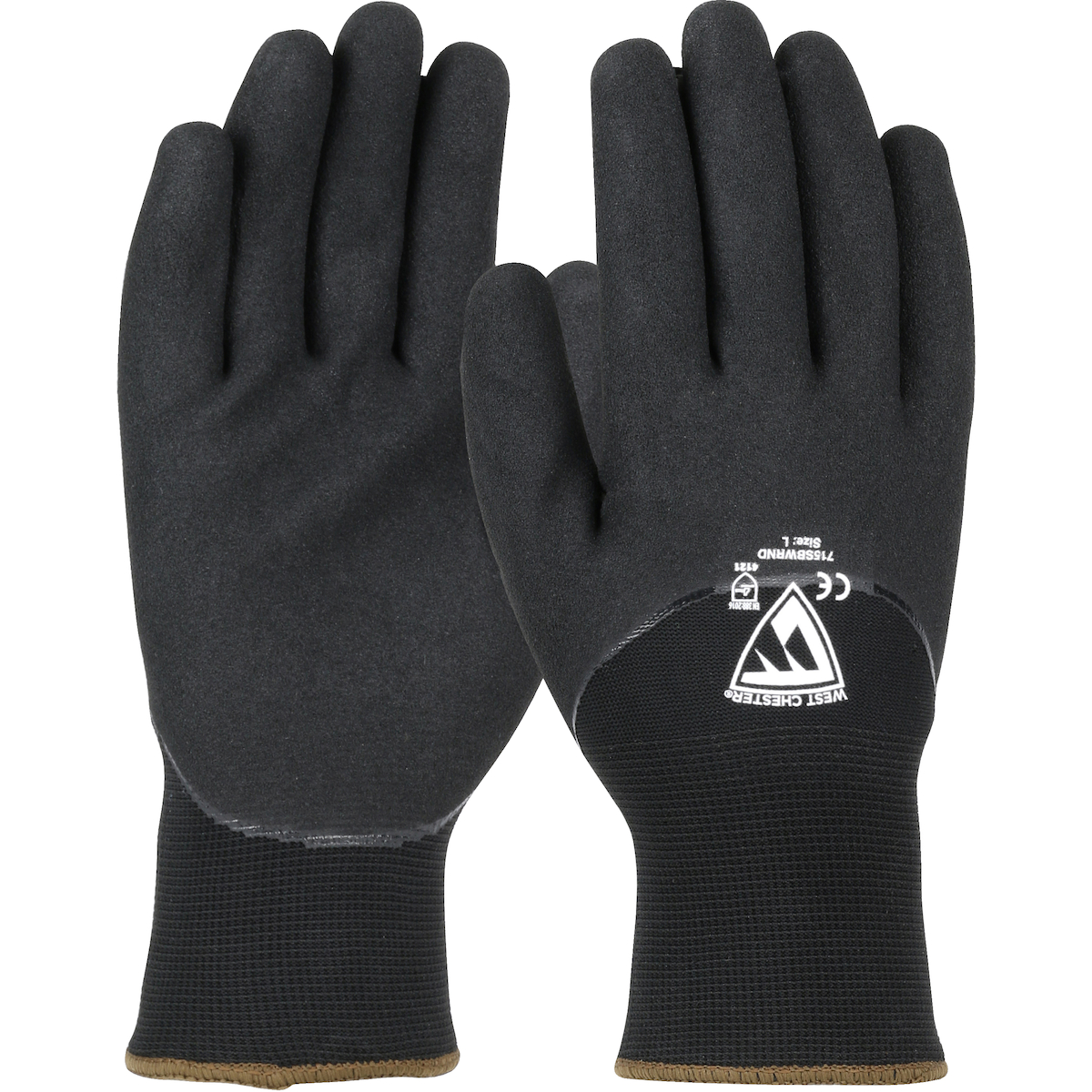 SEAMLESS KNIT NYLON GLOVE WITH ACRYLIC LINING AND SANDY NITRILE GRIP ON PALM, FINGERS & KNUCKLES