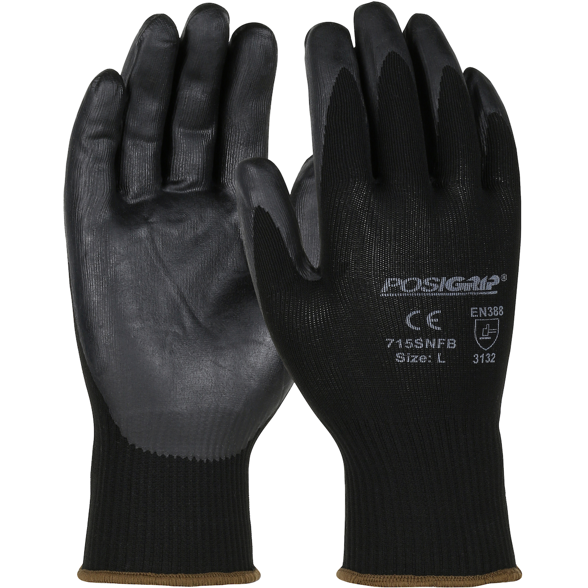 SEAMLESS KNIT NYLON GLOVE WITH NITRILE COATED FOAM GRIP ON PALM & FINGERS