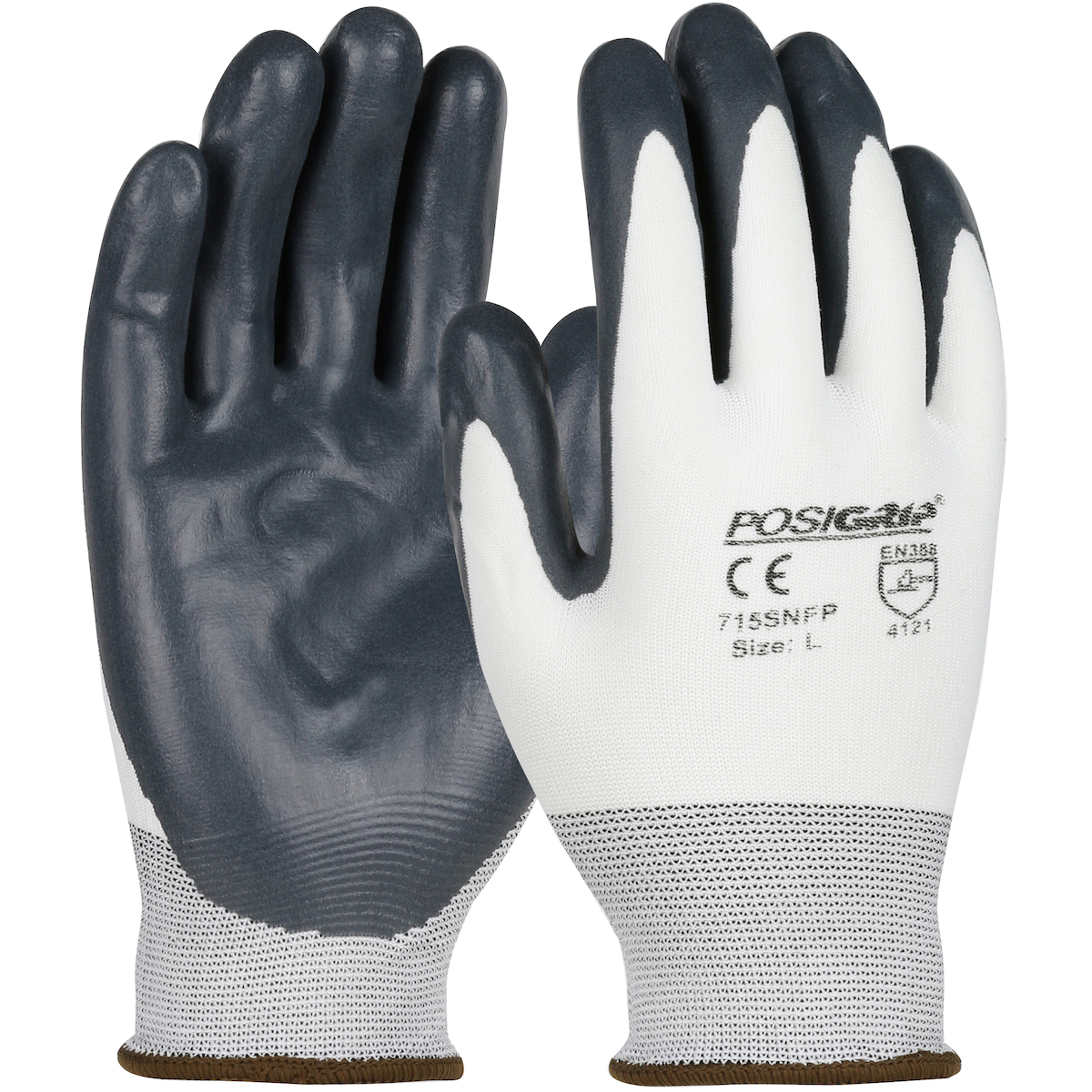 SEAMLESS KNIT NYLON GLOVE WITH NITRILE COATED SPONGE FOAM GRIP ON PALM & FINGERS
