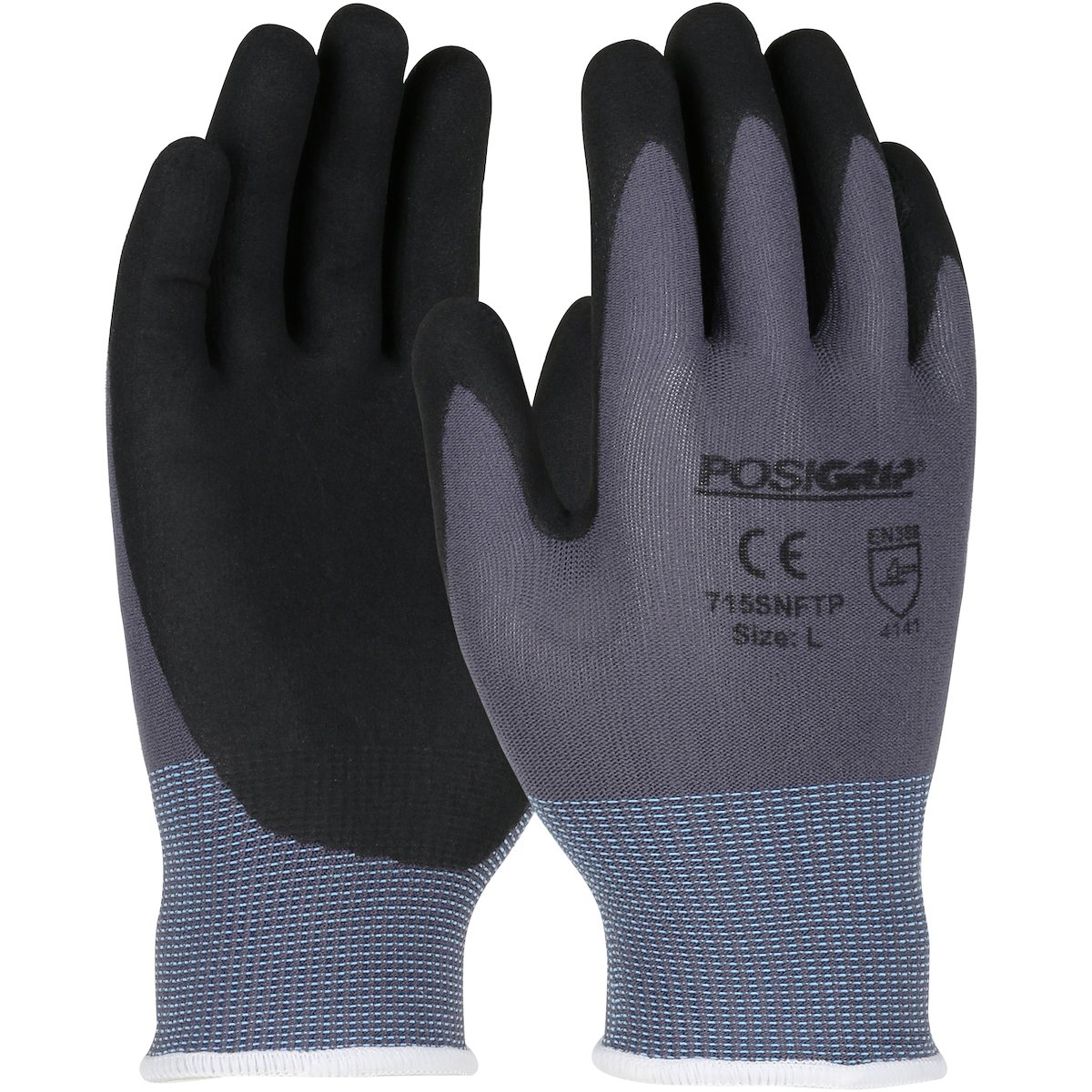 SEAMLESS KNIT NYLON GLOVE WITH NITRILE COATED FOAM GRIP ON PALM & FINGERS