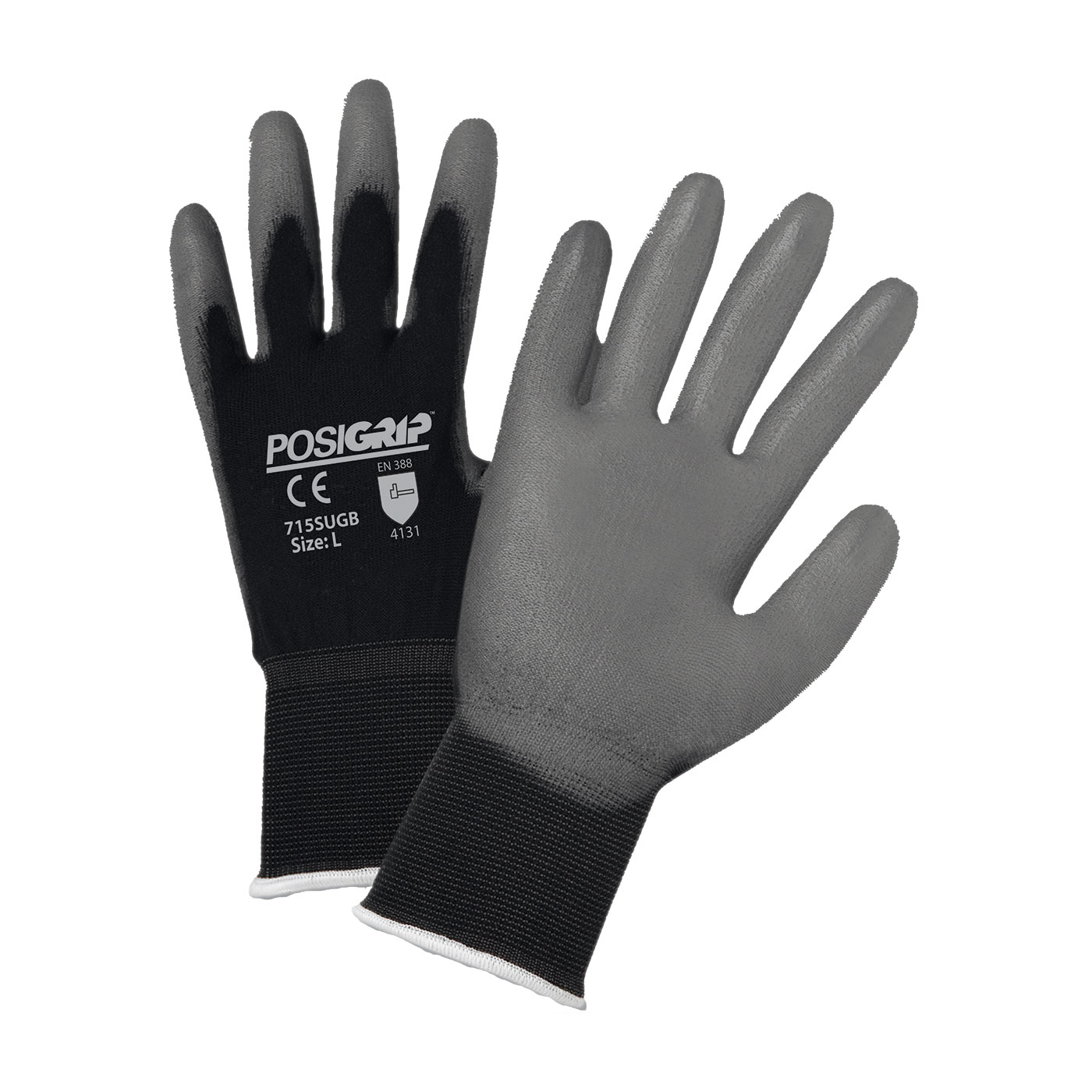 SEAMLESS KNIT NYLON GLOVE WITH POLYURETHANE COATED FLAT GRIP ON PALM & FINGERS