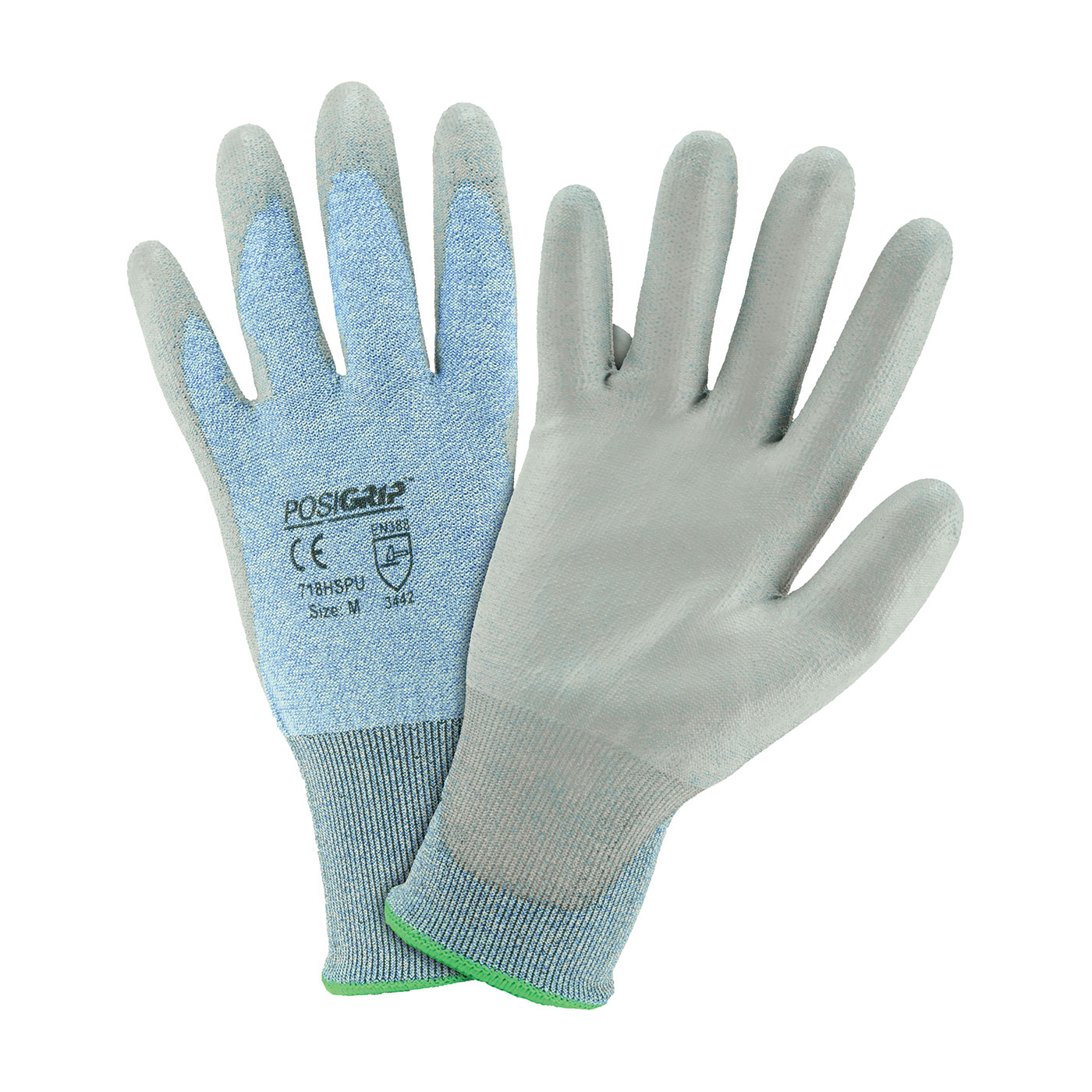 SEAMLESS KNIT HPPE BLENDED GLOVE WITH POLYURETHANE COATED FLAT GRIP ON PALM & FINGERS