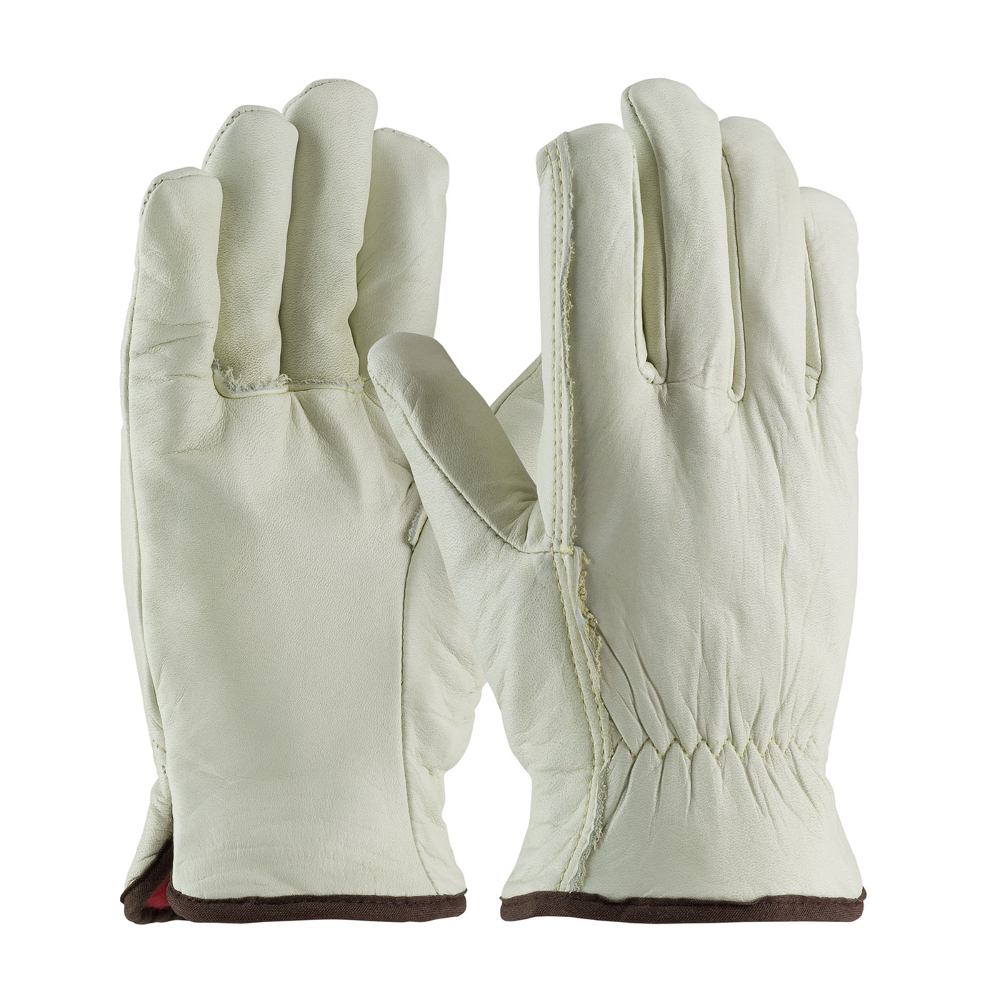 TOP GRAIN COWHIDE LEATHER GLOVE WITH RED FOAM LINING - STRAIGHT THUMB