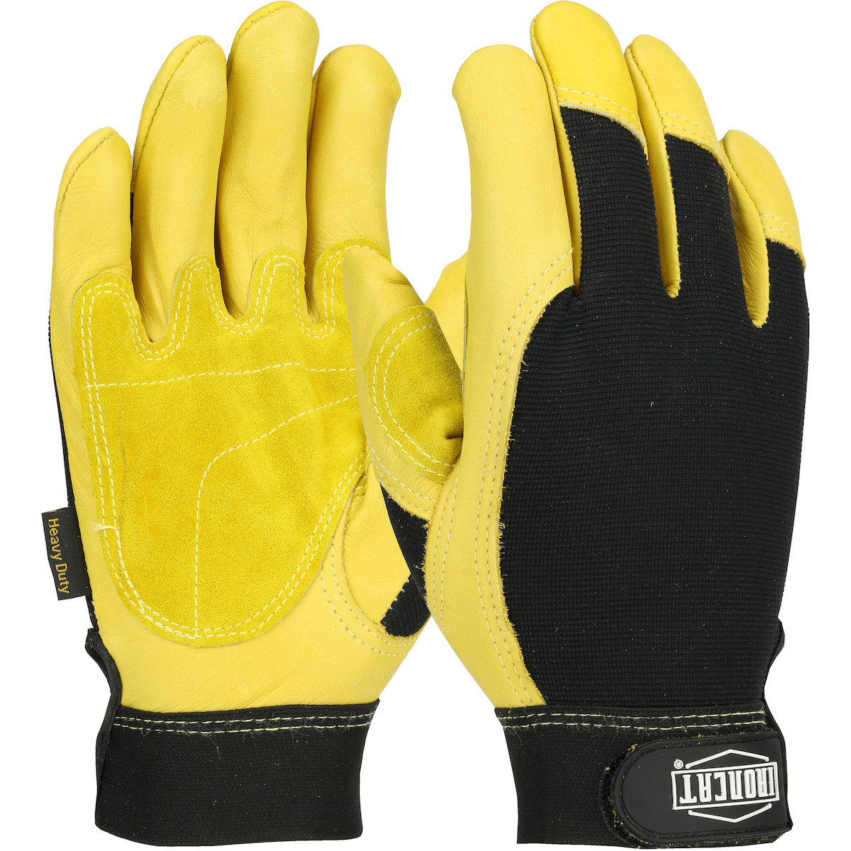 IRONCAT® REINFORCED TOP GRAIN COWHIDE LEATHER PALM GLOVE WITH SPANDEX BACK