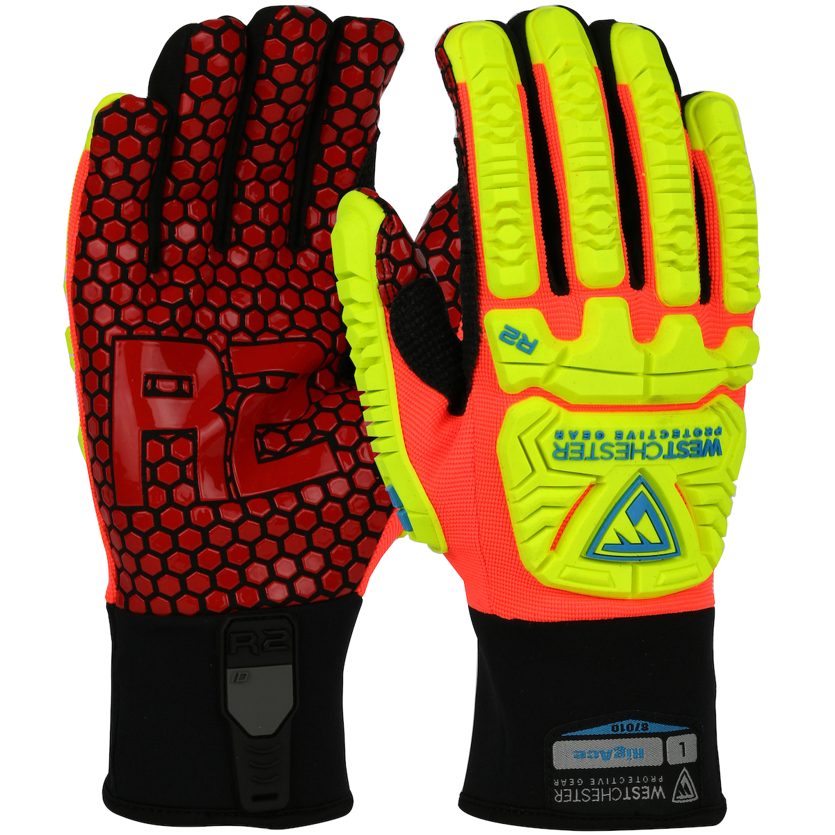 SYNTHETIC LEATHER DOUBLE PALM WITH SILICONE PALM AND FABRIC BACK - TPR IMPACT PROTECTION