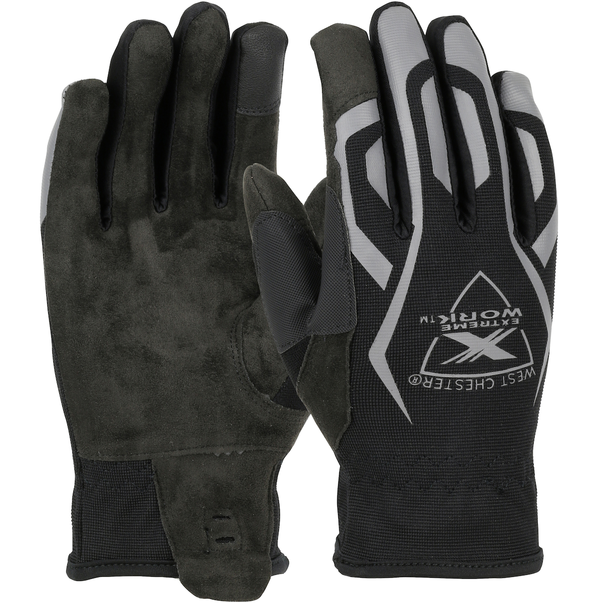 TOUGHX SUEDE PALM WITH FABRIC BACK AND TOUCHSCREEN COMPATIBLE INDEX FINGER - SLIP-ON CUFF
