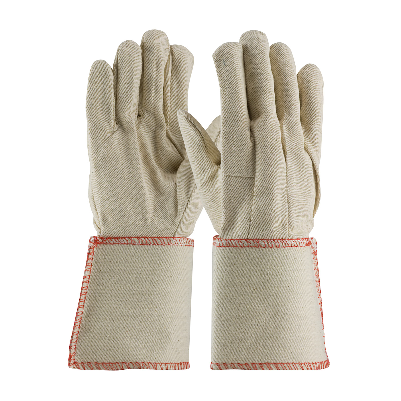 PREMIUM GRADE COTTON CANVAS SINGLE PALM GLOVE - PLASTICIZED GAUNTLET CUFF