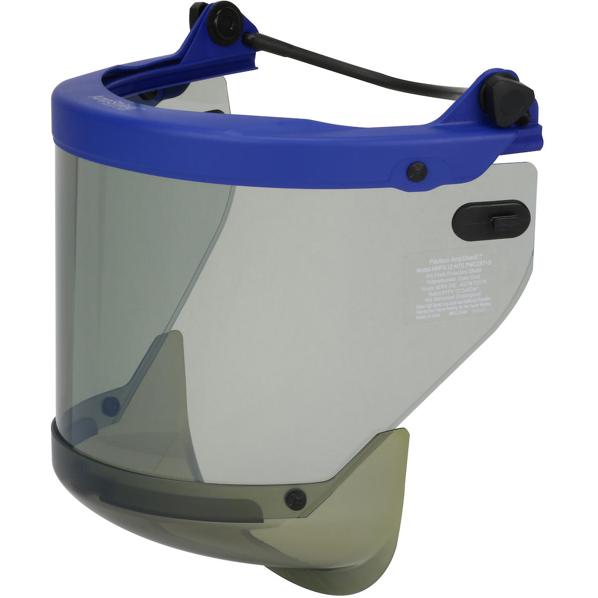 PREMIUM AF COATED HIGH TRANSPARENCY ARC SHIELD - 12 CAL/CM2 WITH UNIVERSAL MOUNTS FOR FULL BRIM HARD HAT