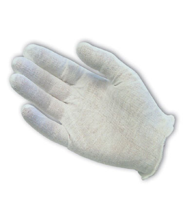 MEDIUM WEIGHT COTTON LISLE INSPECTION GLOVE WITH OVERCAST HEM CUFF - LADIES`