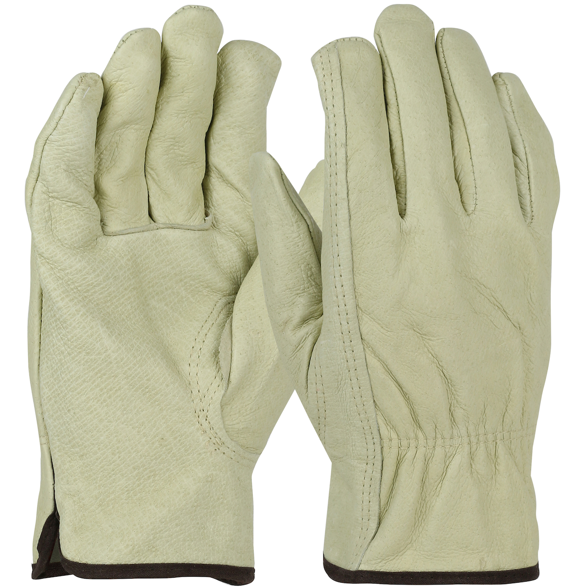 TOP GRAIN PIGSKIN LEATHER GLOVE WITH RED FLEECE LINING - KEYSTONE THUMB