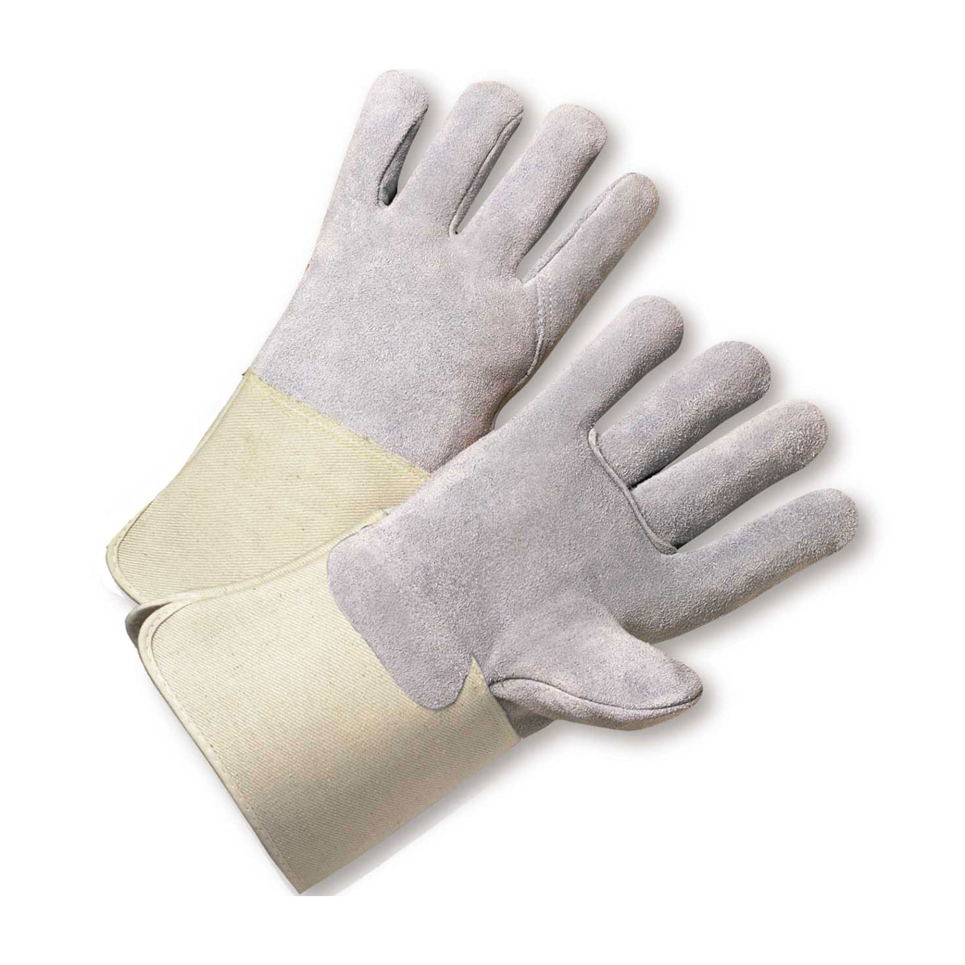 SPLIT COWHIDE LEATHER GLOVE WITH FULL LEATHER BACK AND KEVLAR® LINING & STITCHING - RUBBERIZED GAUNTLET CUFF